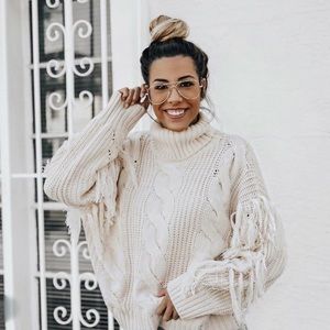 Tobi Fringe Turtleneck Sweater